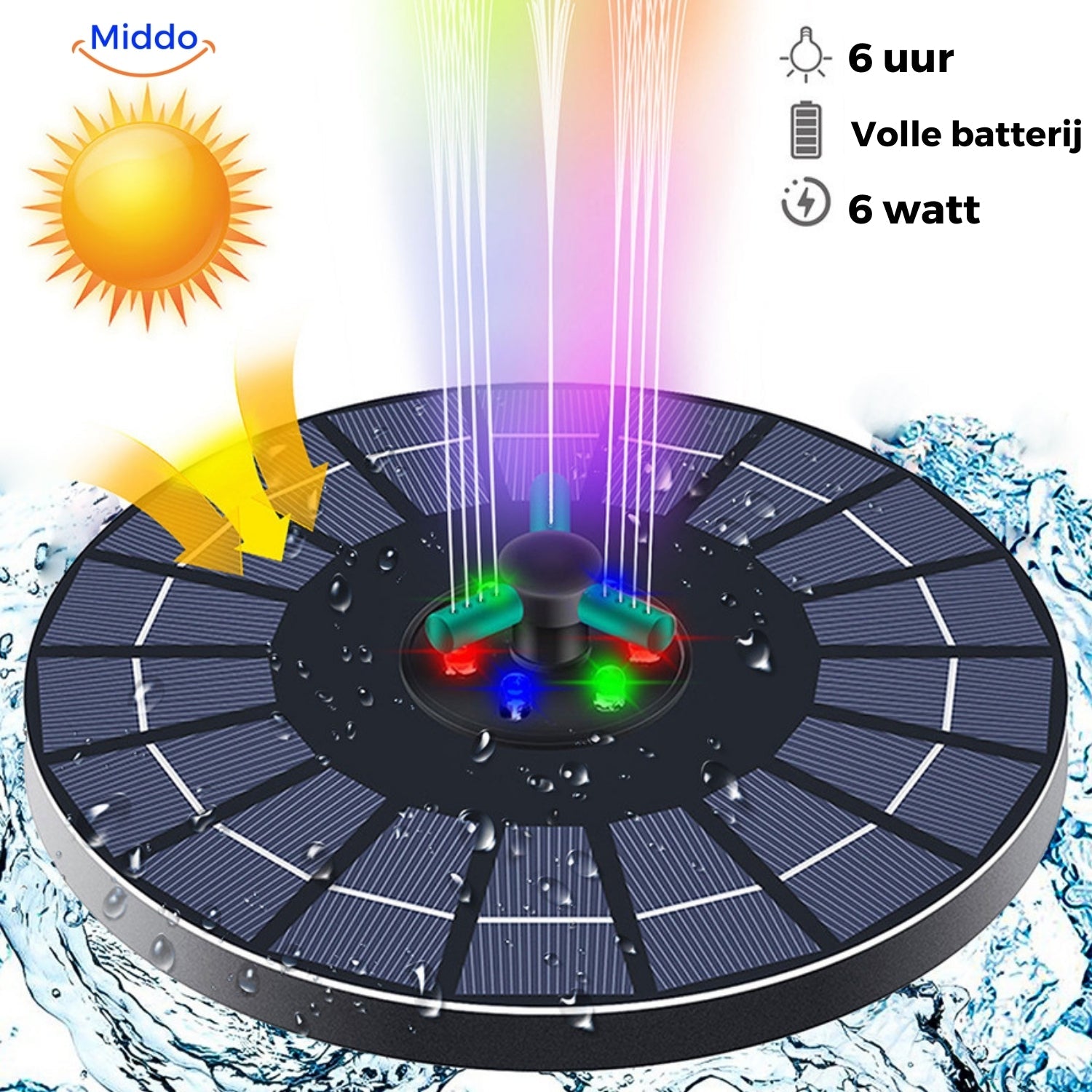 Milieuvriendelijke fontein voor bakken en vijvers met onze Solar Oasis™